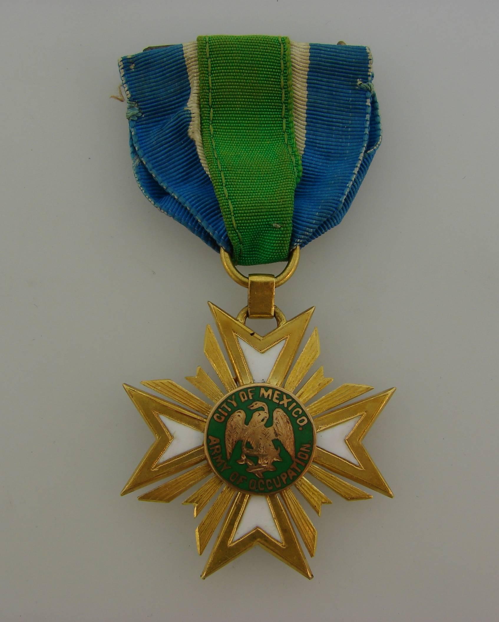An antique historical insignia medal created by Tiffany & Co. in the second half of the 19th century for the Aztec Club. The Aztec Club was founded in 1847 by officers who were in active duty in the Mexican War. The Aztec Club is the second oldest