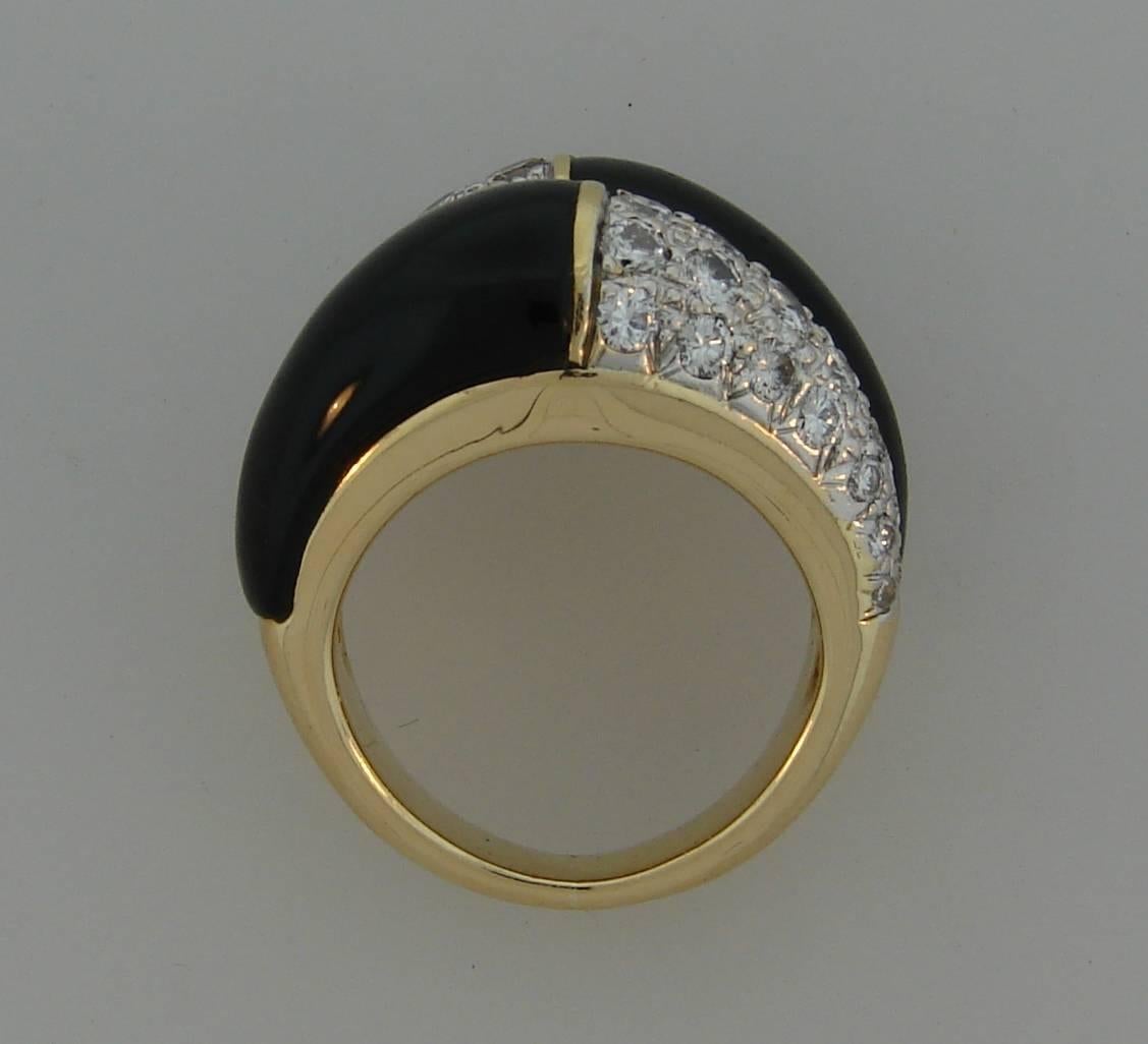 1980s Van Cleef & Arpels Black Onyx Diamond Gold Ring 2