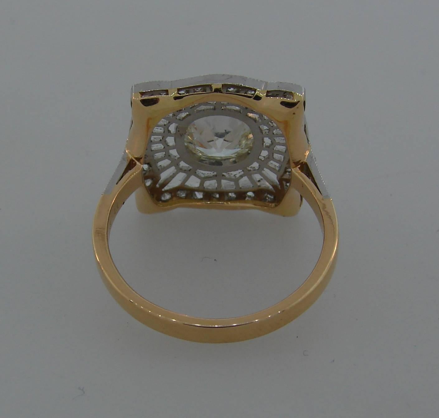 1960s Edwardian Revival Diamond Platinum Gold Ring 3