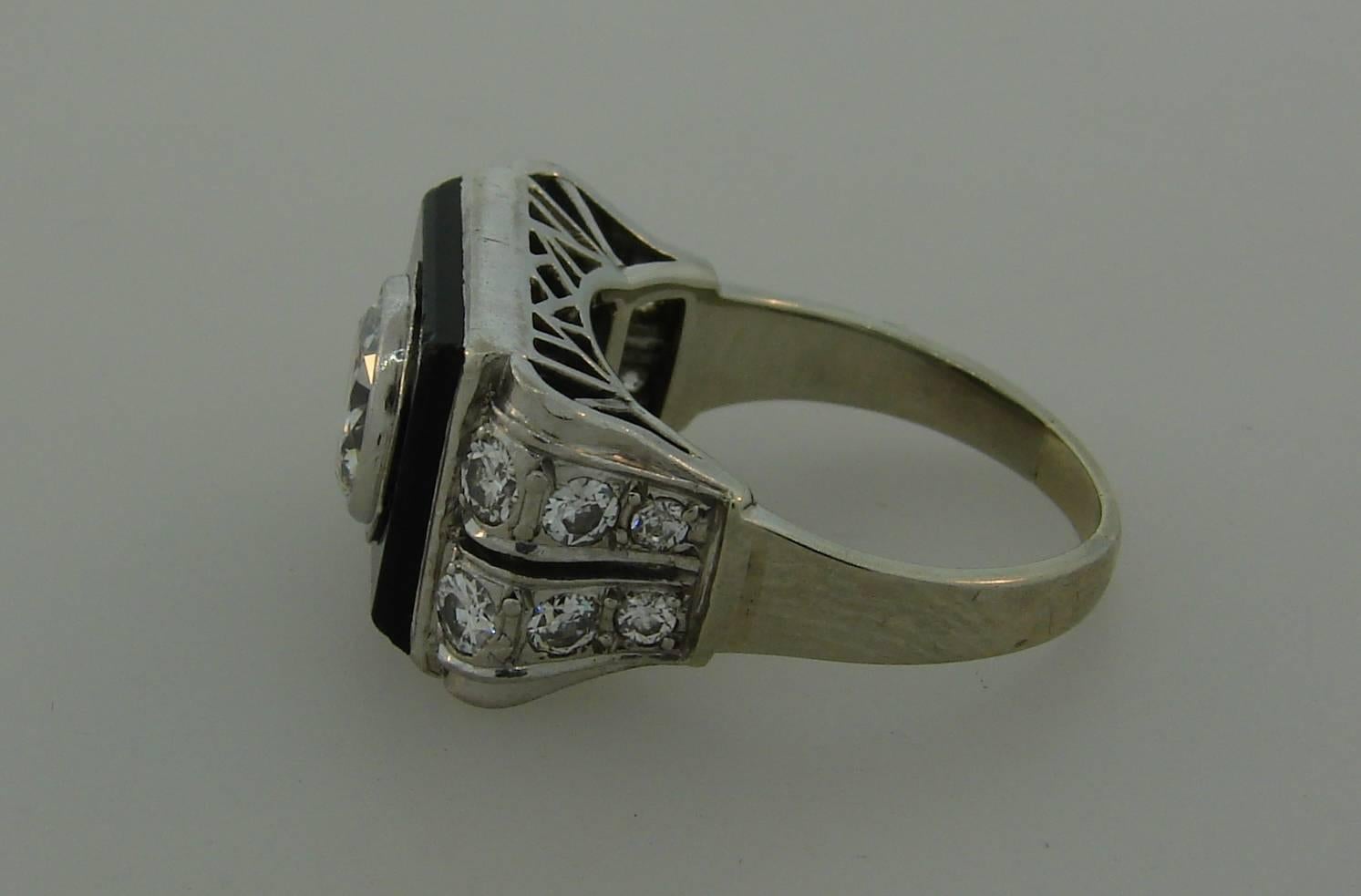 1930s Art Deco Diamond Platinum Gold French Ring 3