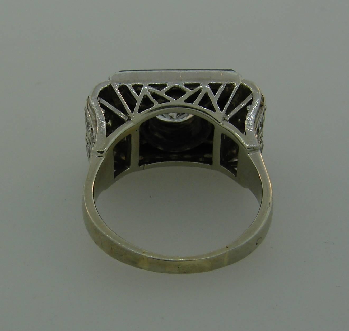 1930s Art Deco Diamond Platinum Gold French Ring 5