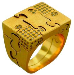 Antonio Bernardo Diamond Gold Puzzle Ring 