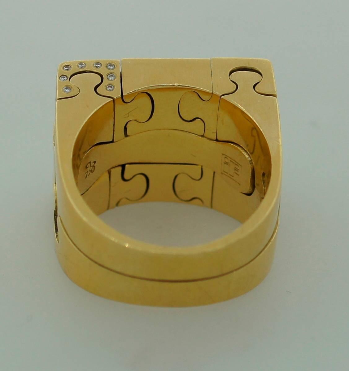 Antonio Bernardo Diamond Gold Puzzle Ring For Sale at 1stdibs
