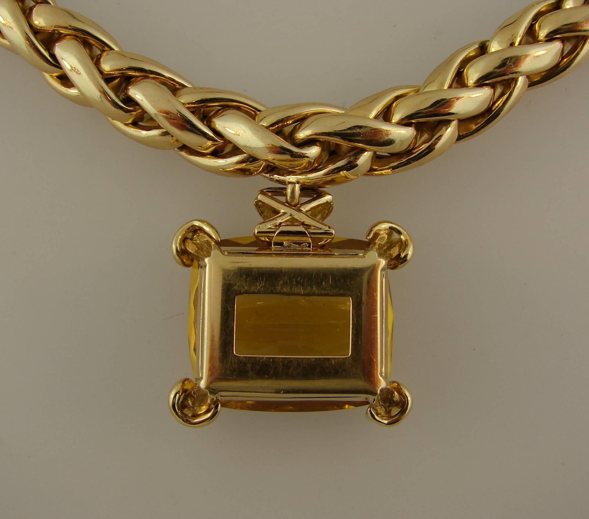 Tiffany & Co. Paloma Picasso Leather Citrine Gold Pendant Necklace   2