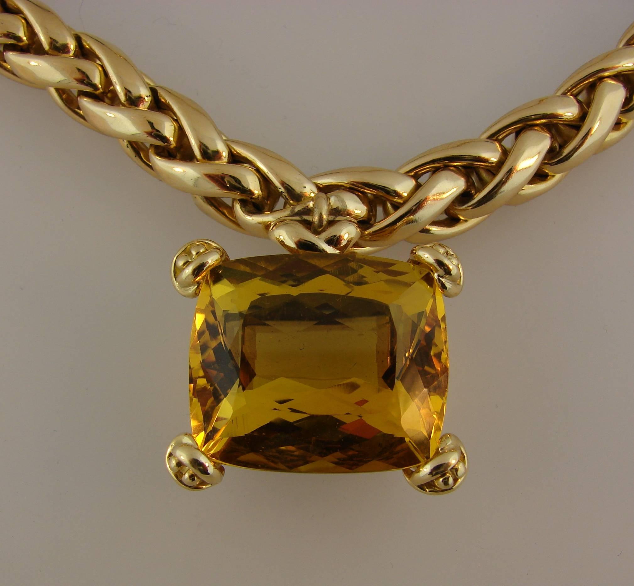 Tiffany & Co. Paloma Picasso Leather Citrine Gold Pendant Necklace   1