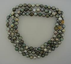 L. Frank Tahitian Pearl Strand Necklace with Diamond and Gold Rondells