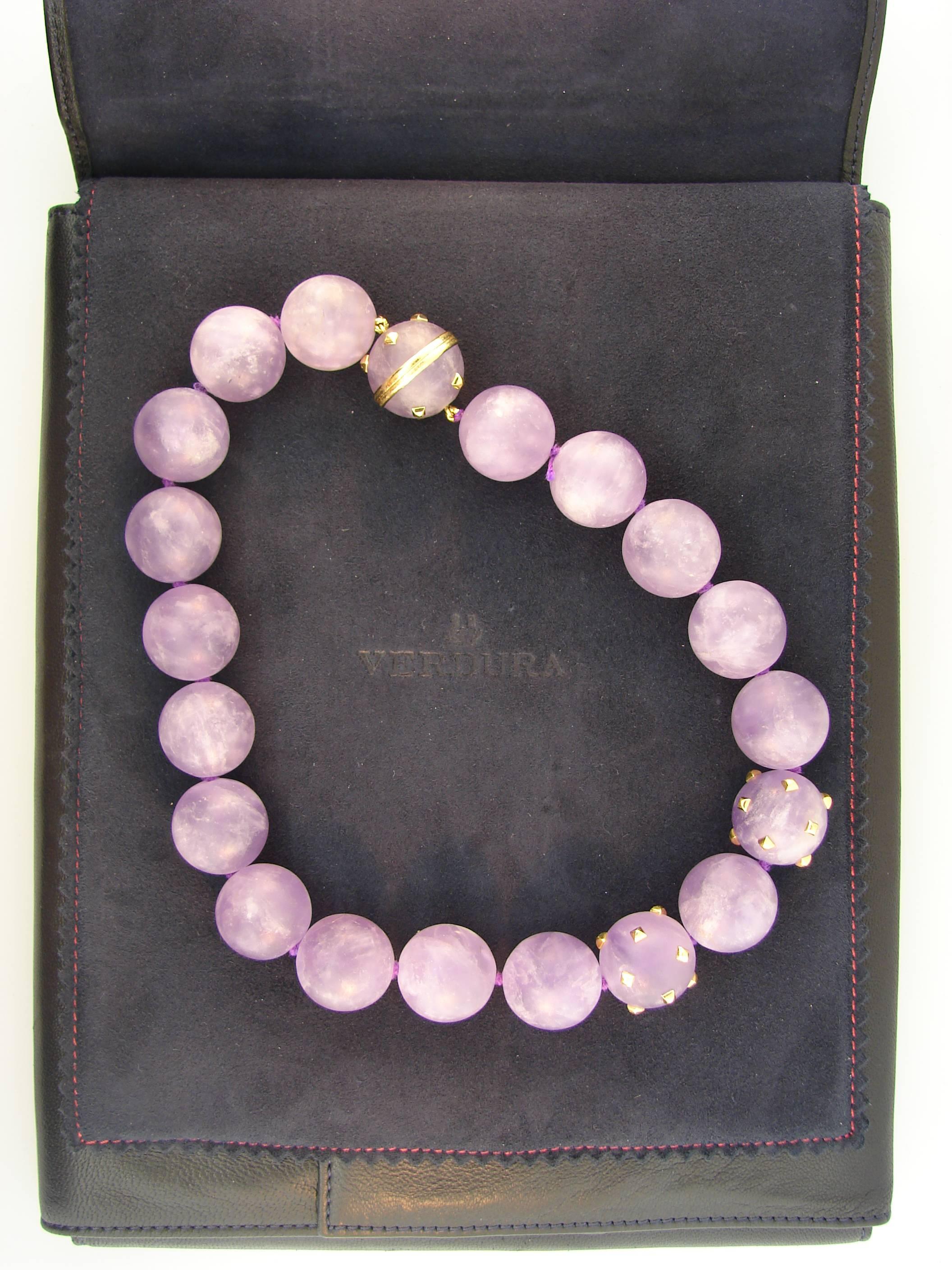 Verdura Amethyst Bead Gold Strand Necklace 2