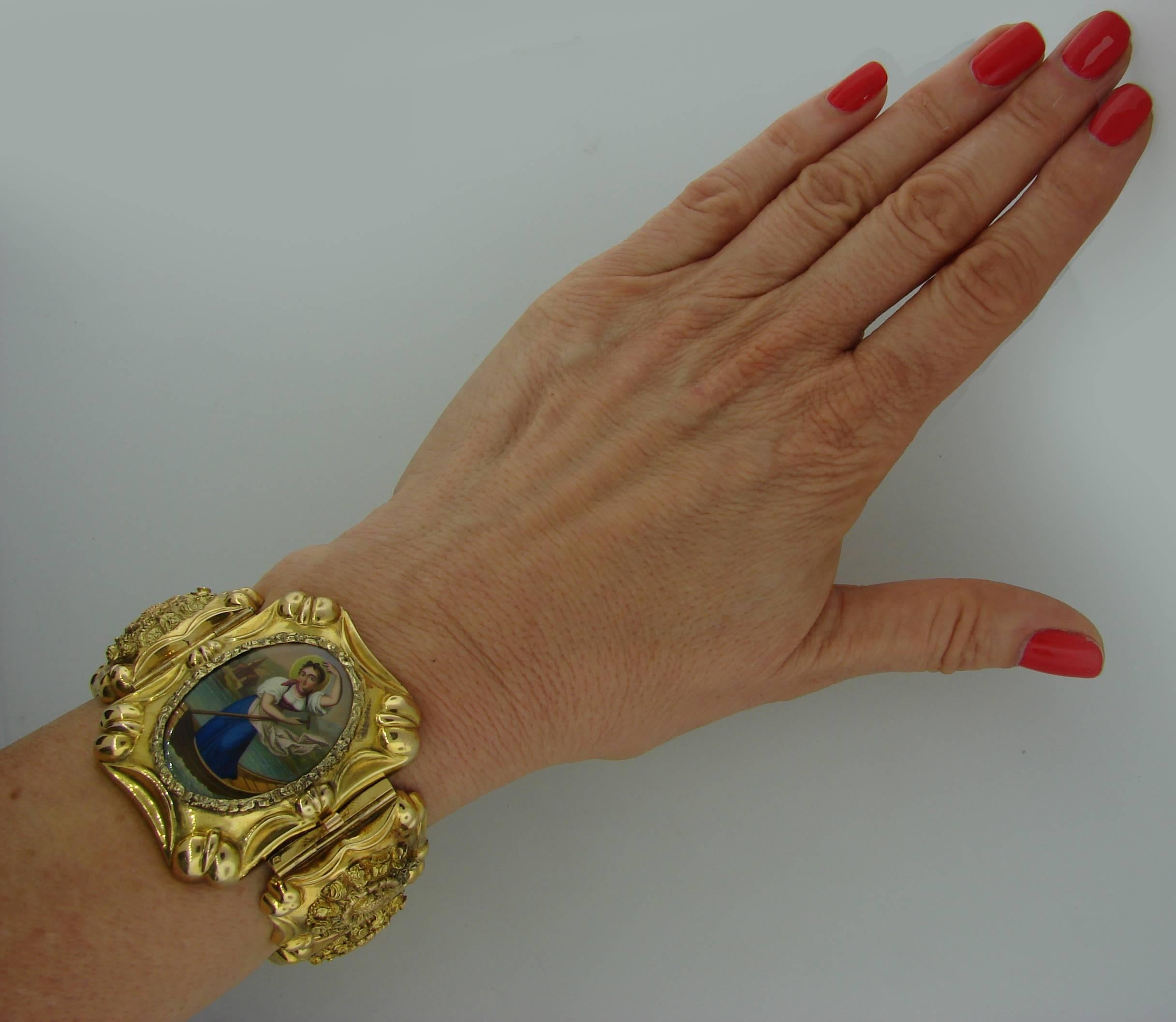 French Victorian Enamel Gold Bracelet  6