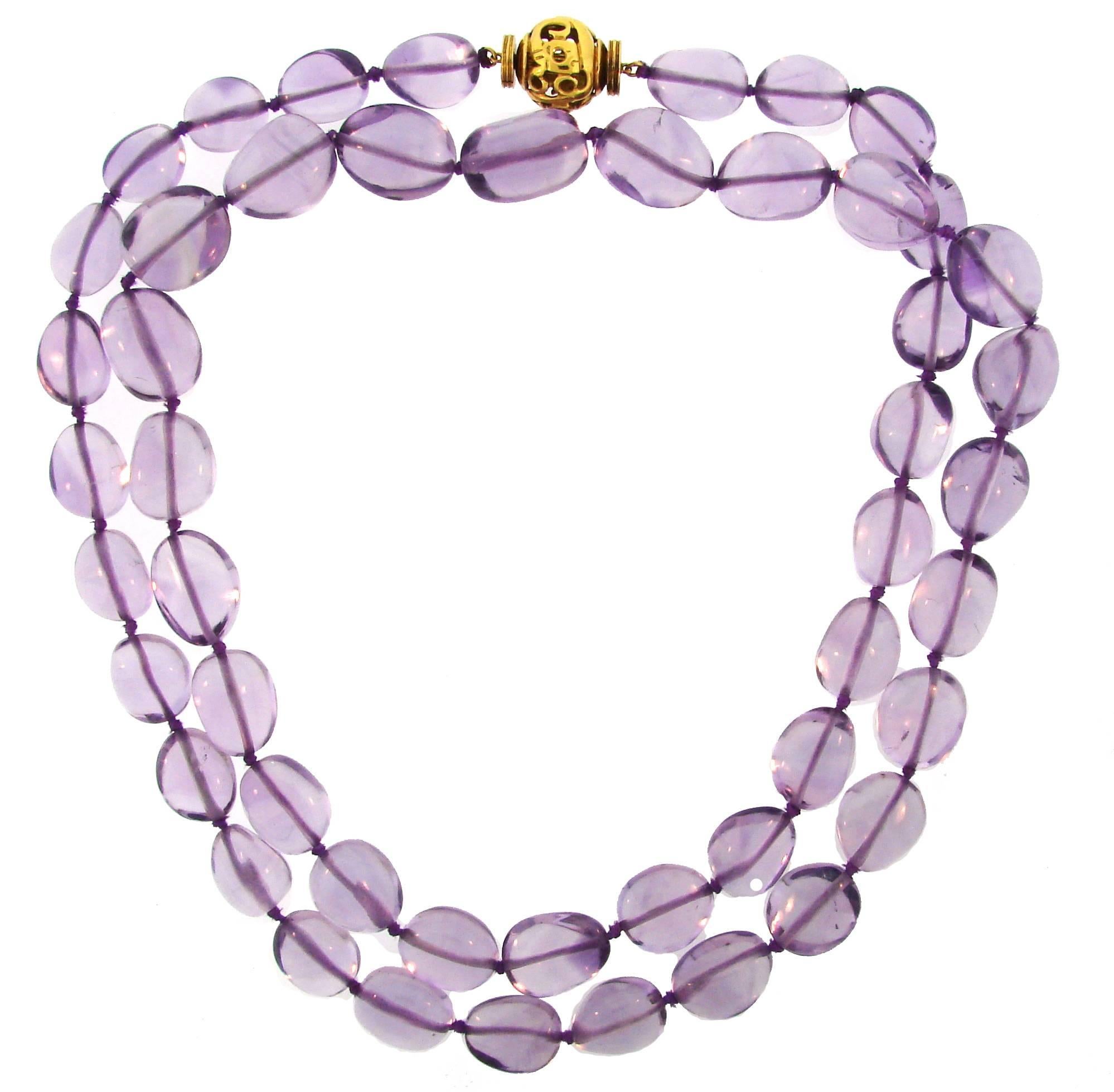 Verdura Amethyst Bead Strand Necklace with Gold Clasp