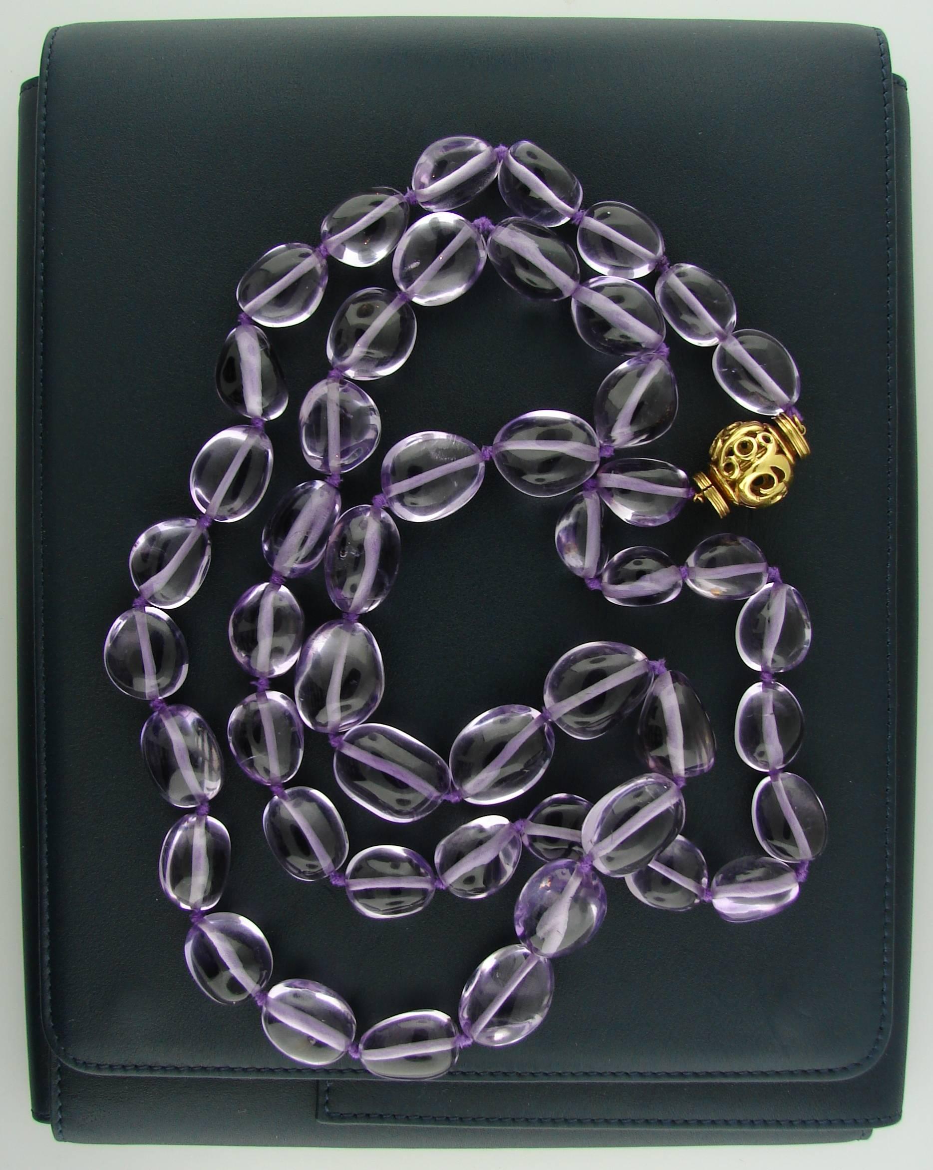 Verdura Amethyst Bead Strand Necklace with Gold Clasp 1