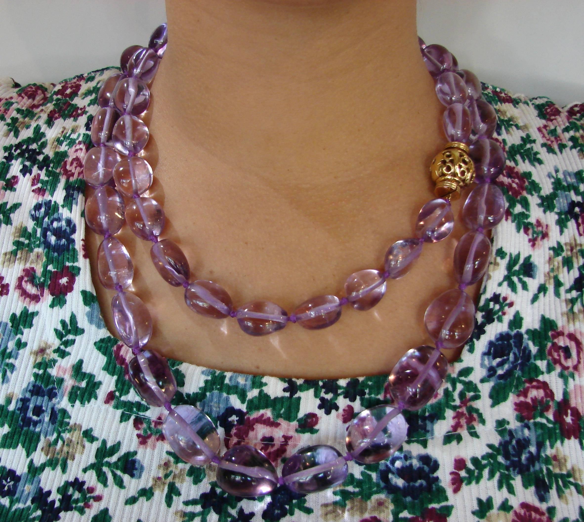 Verdura Amethyst Bead Strand Necklace with Gold Clasp 5