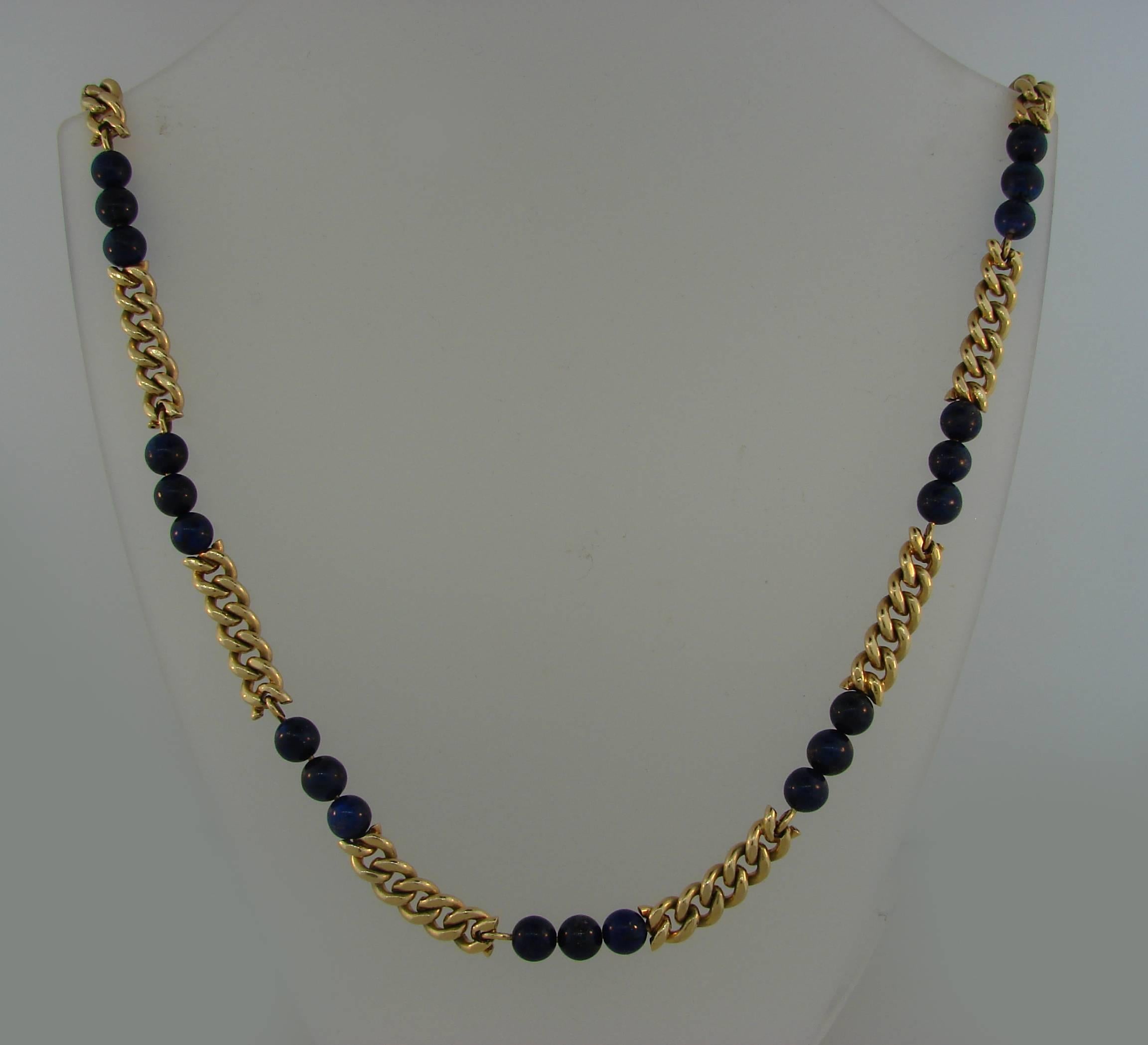 Van Cleef & Arpels Lapislazuli-Perlenkette aus Gold, 1970er Jahre VCA Damen im Angebot