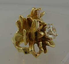 1970s Alfred  Karram 3.70 carat Diamond Gold Cocktail Ring