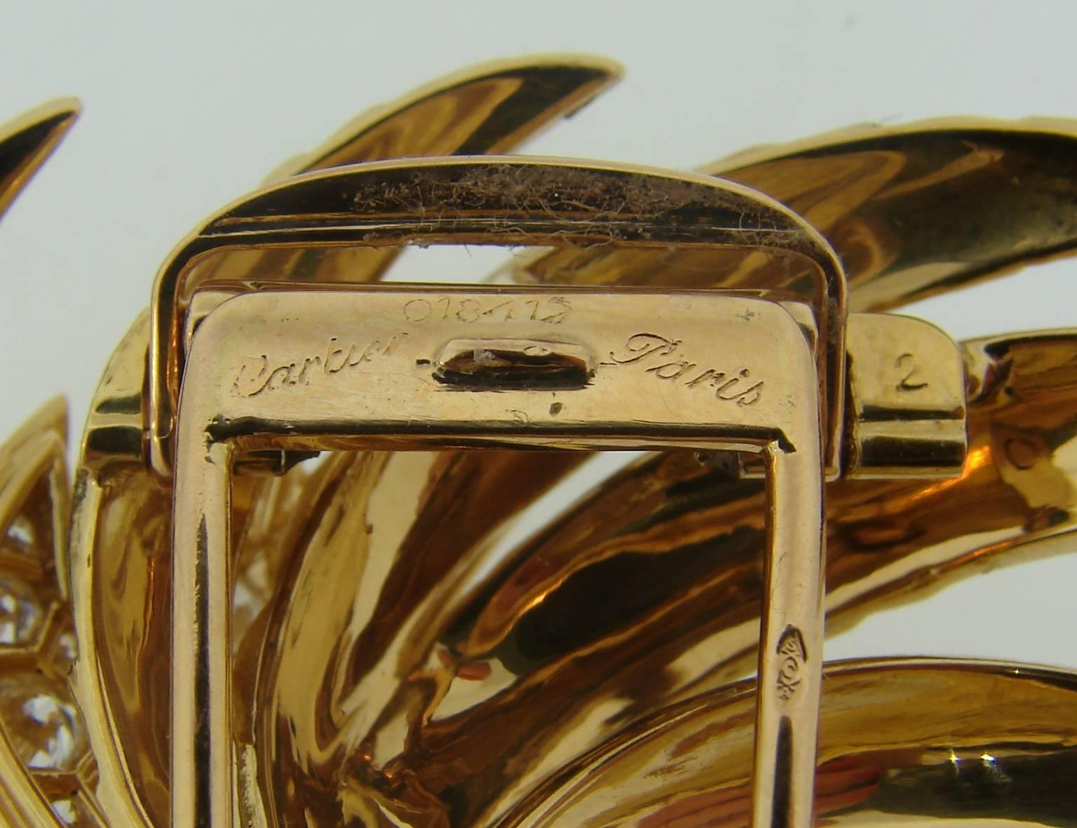 1980s Cartier Diamond Gold Pin Brooch Clip 2