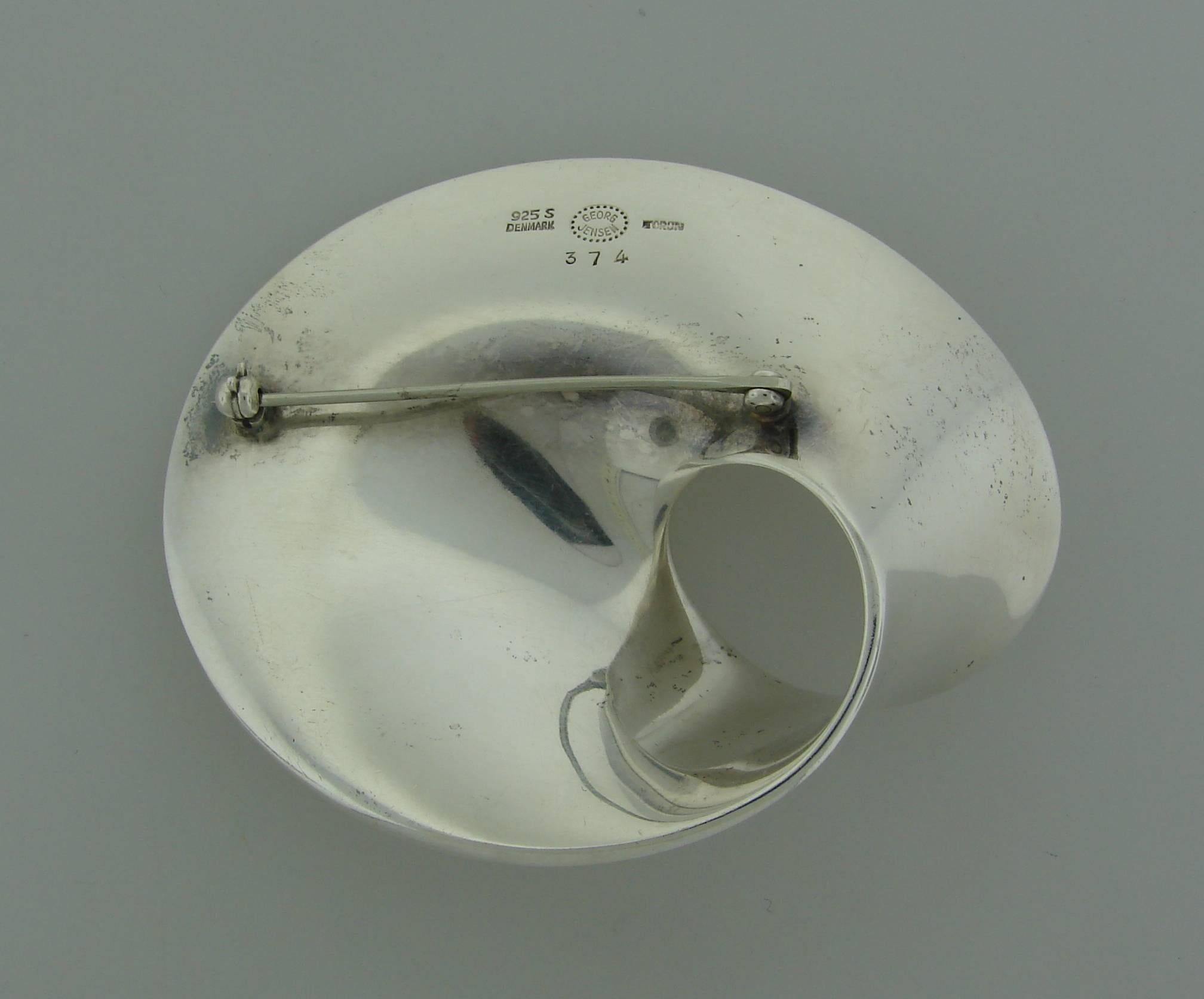 Georg Jensen Mobius Sterling Silver Pin Brooch Clip 1