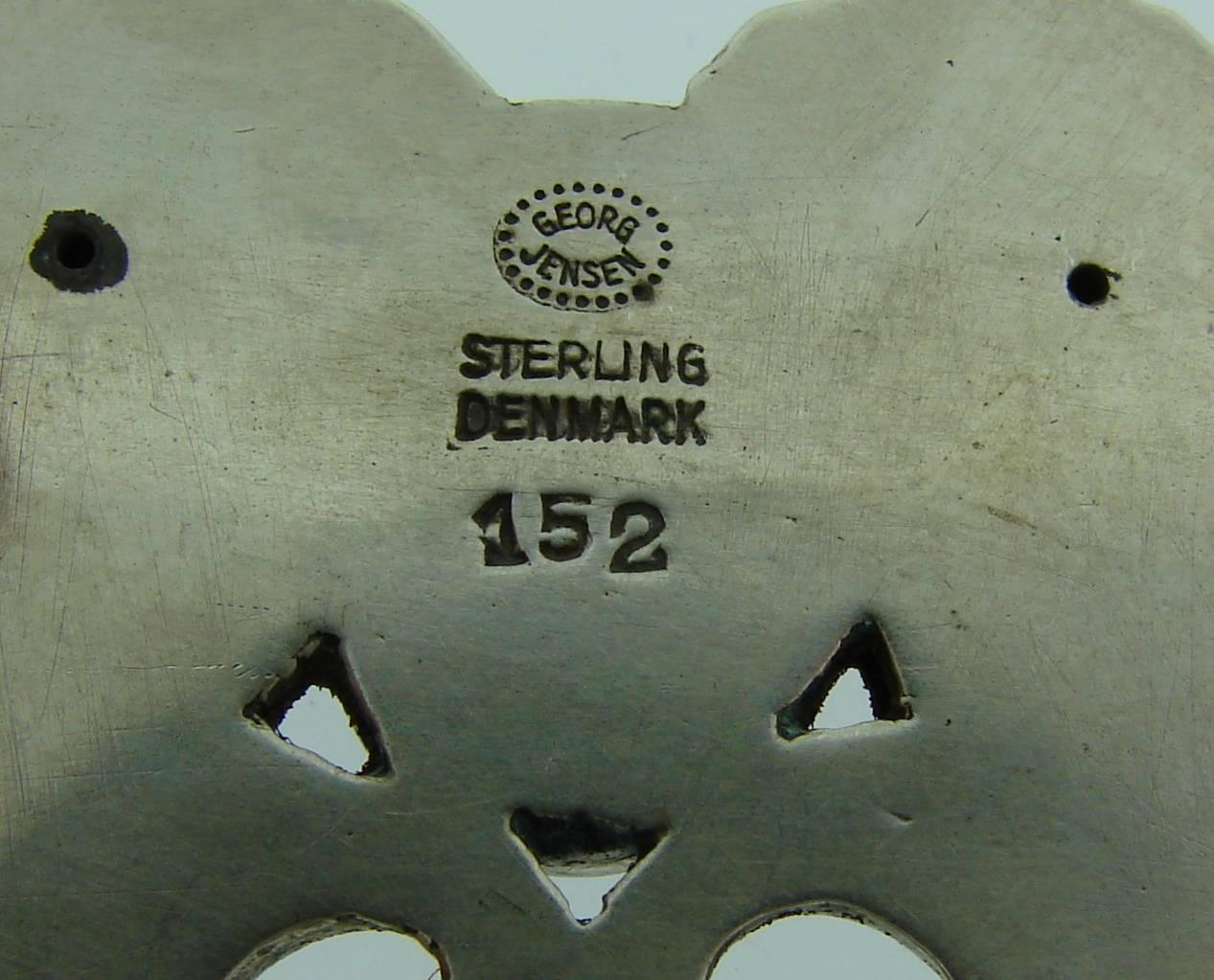 Georg Jensen Amethyst Sterling Silver Pin Brooch Clip 3