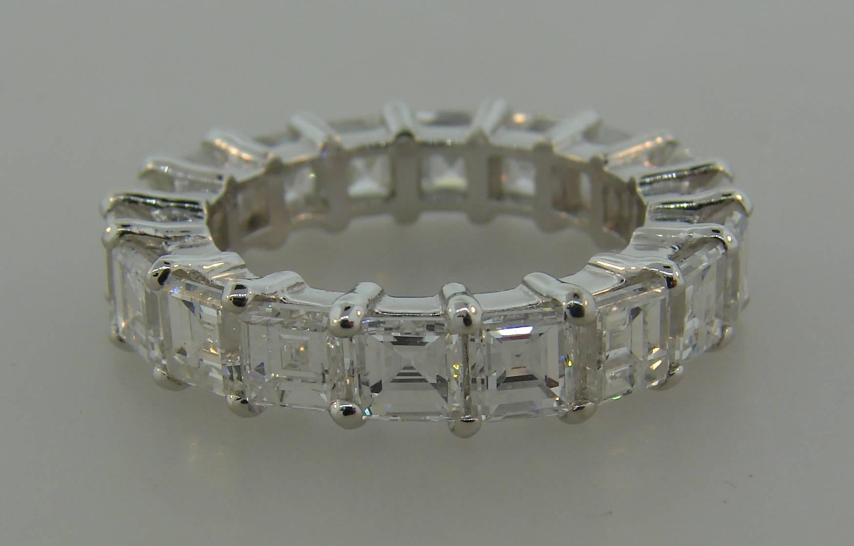 Square Cut Square Step Cut Diamond Gold Eternity Band Ring Size 5.25