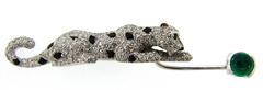 Cartier Panthere Diamond Emerald Black Onyx Jabot Pin Brooch Clip
