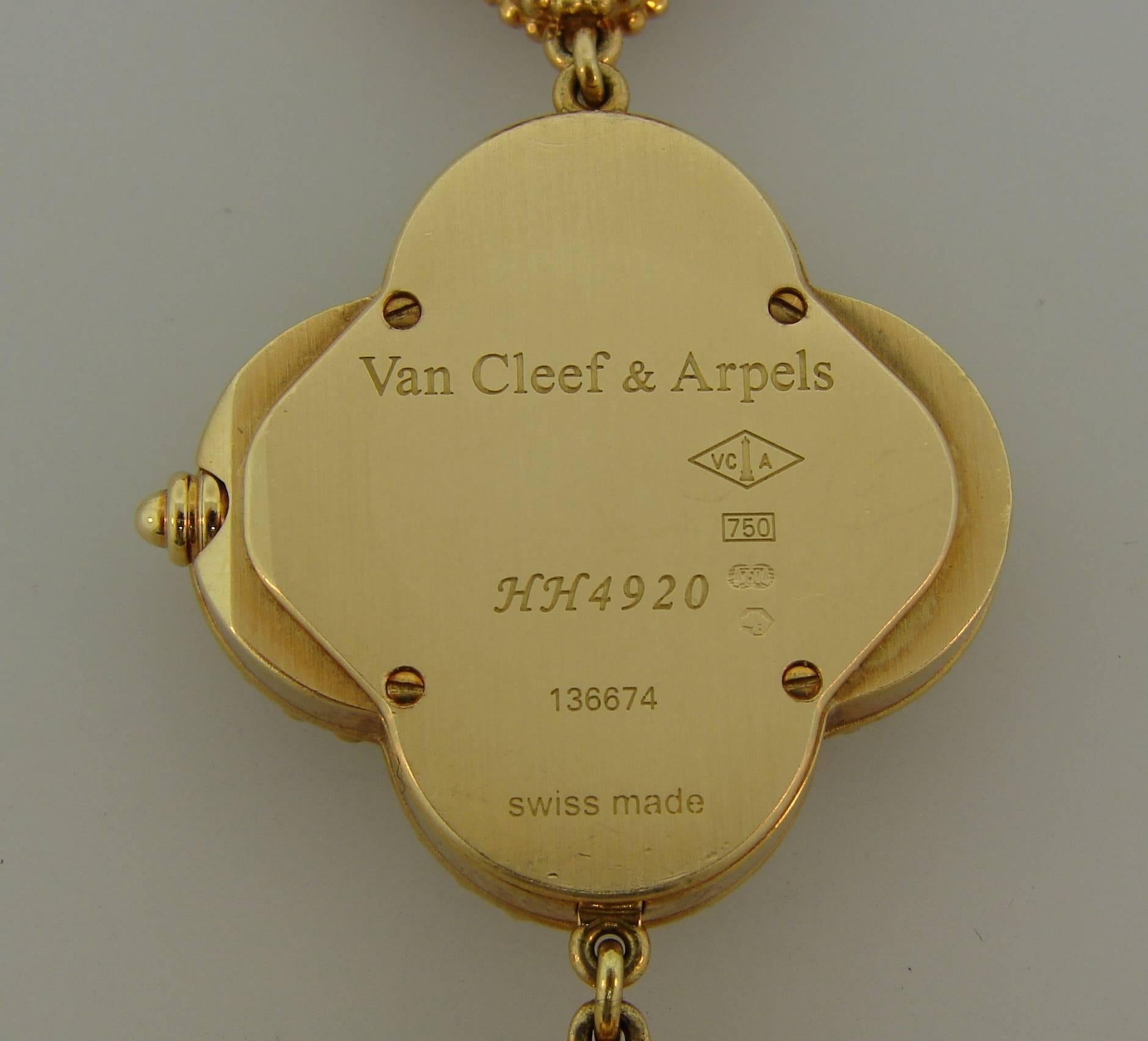 Van Cleef & Arpels Alhambra Gold Mother-of-Pearl Ladies Bracelet Wristwatch VCA 5