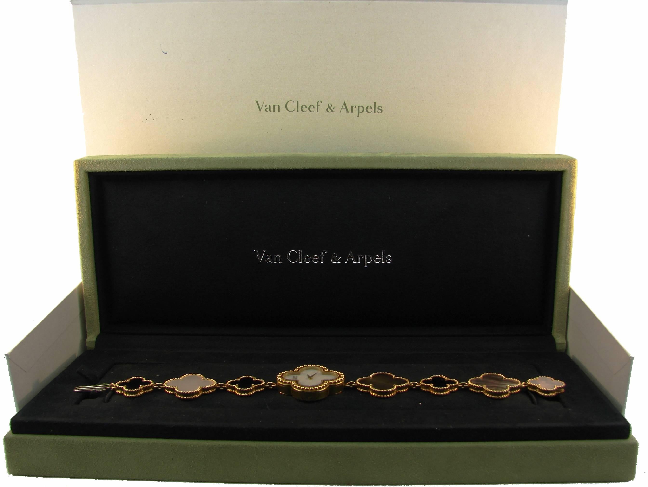 Van Cleef & Arpels Alhambra Gold Mother-of-Pearl Ladies Bracelet Wristwatch VCA 1