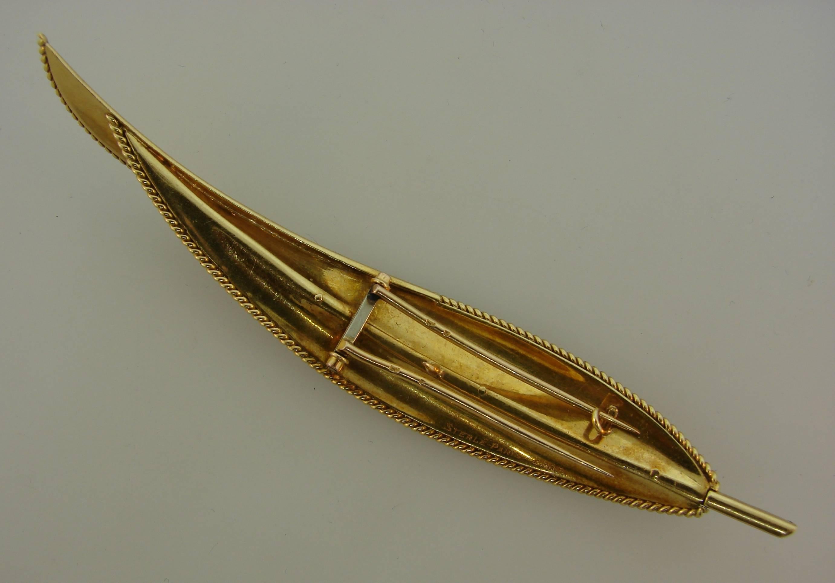 Sterle Paris Gold Leaf Pin Brooch Clip For Sale 4