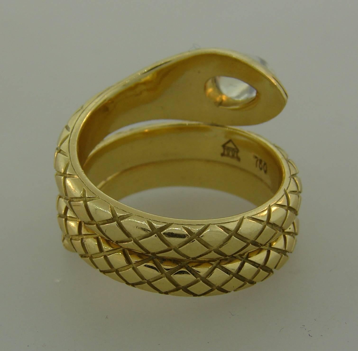 Temple St. Clair Moonstone Diamond Gold Snake Ring In Excellent Condition In Beverly Hills, CA
