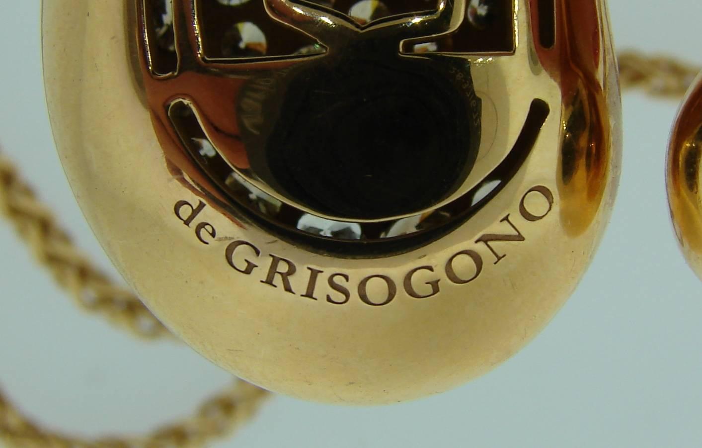 De Grisogono Cognac and White Diamond Rose Gold Pendant Necklace 5