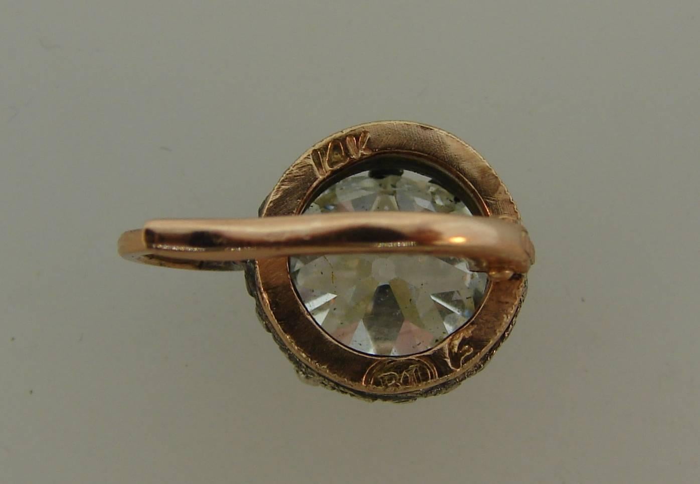 Antique Victorian Diamond Silver Gold Drop Stud Earrings 3