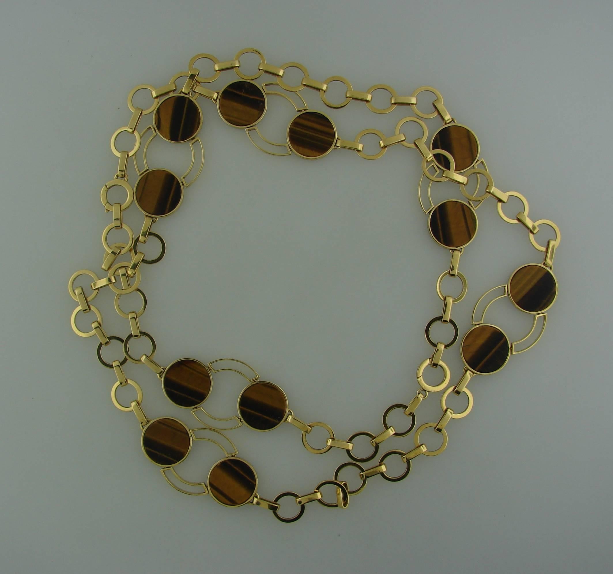 1970s GUCCI Tiger's Eye Gold Necklace Bracelet Set 1