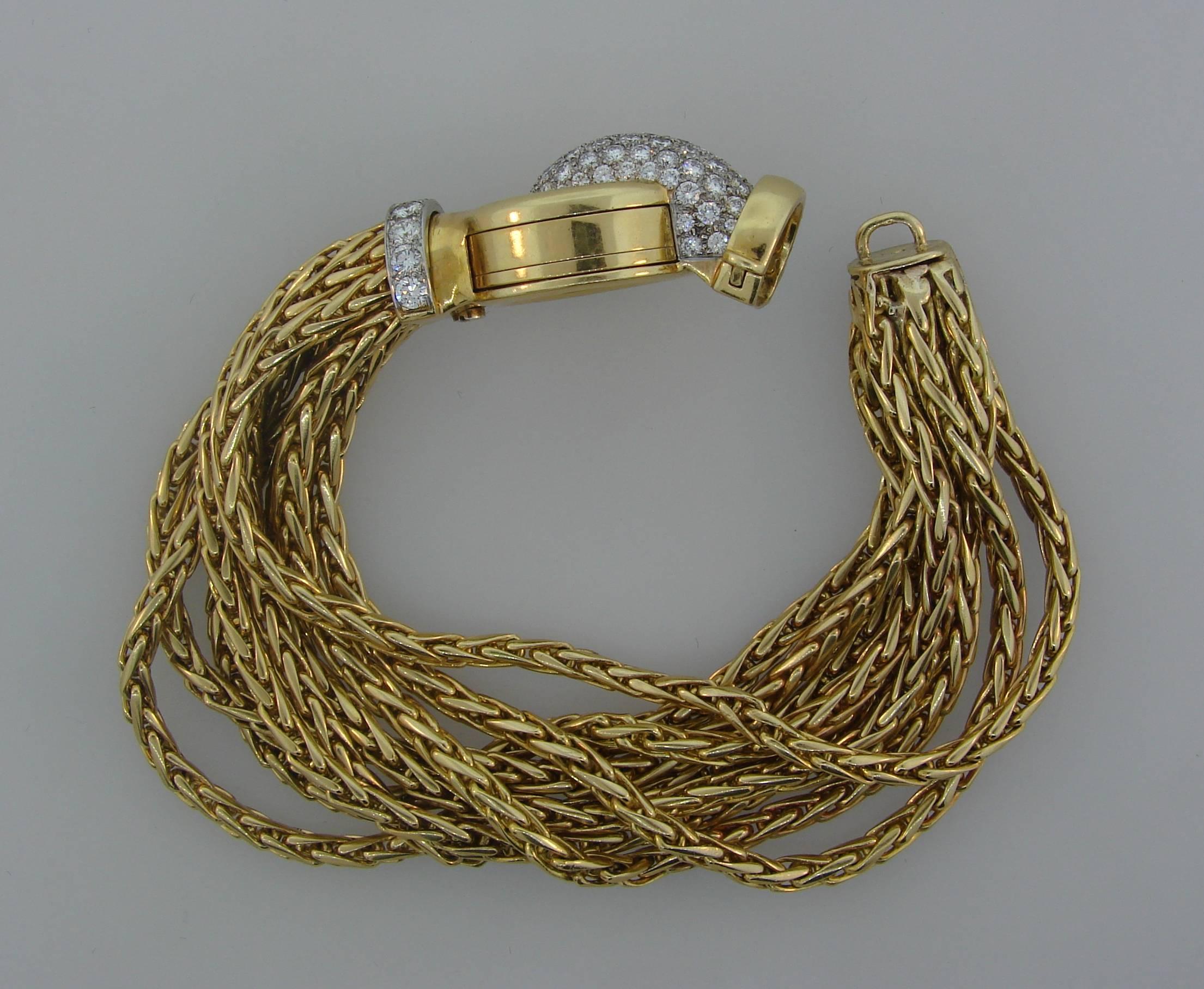Women's Elegant VERDURA Diamond Platinum Gold Watch Bracelet 