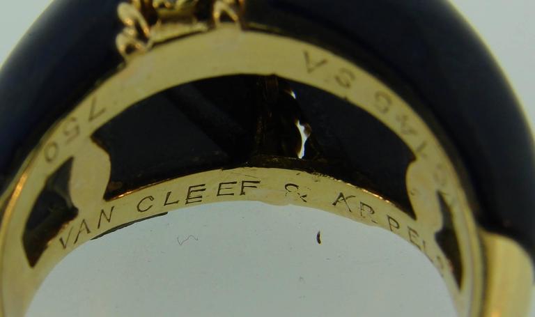 Vintage Van Cleef & Arpels 18k Yellow Gold Ring Lapis Lazuli Diamond  For Sale 4