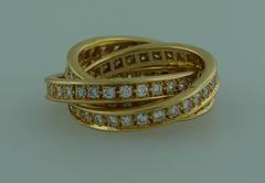 CARTIER Diamond Yellow Gold Trinity Band Ring Size US 4.75 French 49