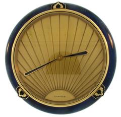 Retro Cartier Bakelite Enamel Brass Desk Table Clock