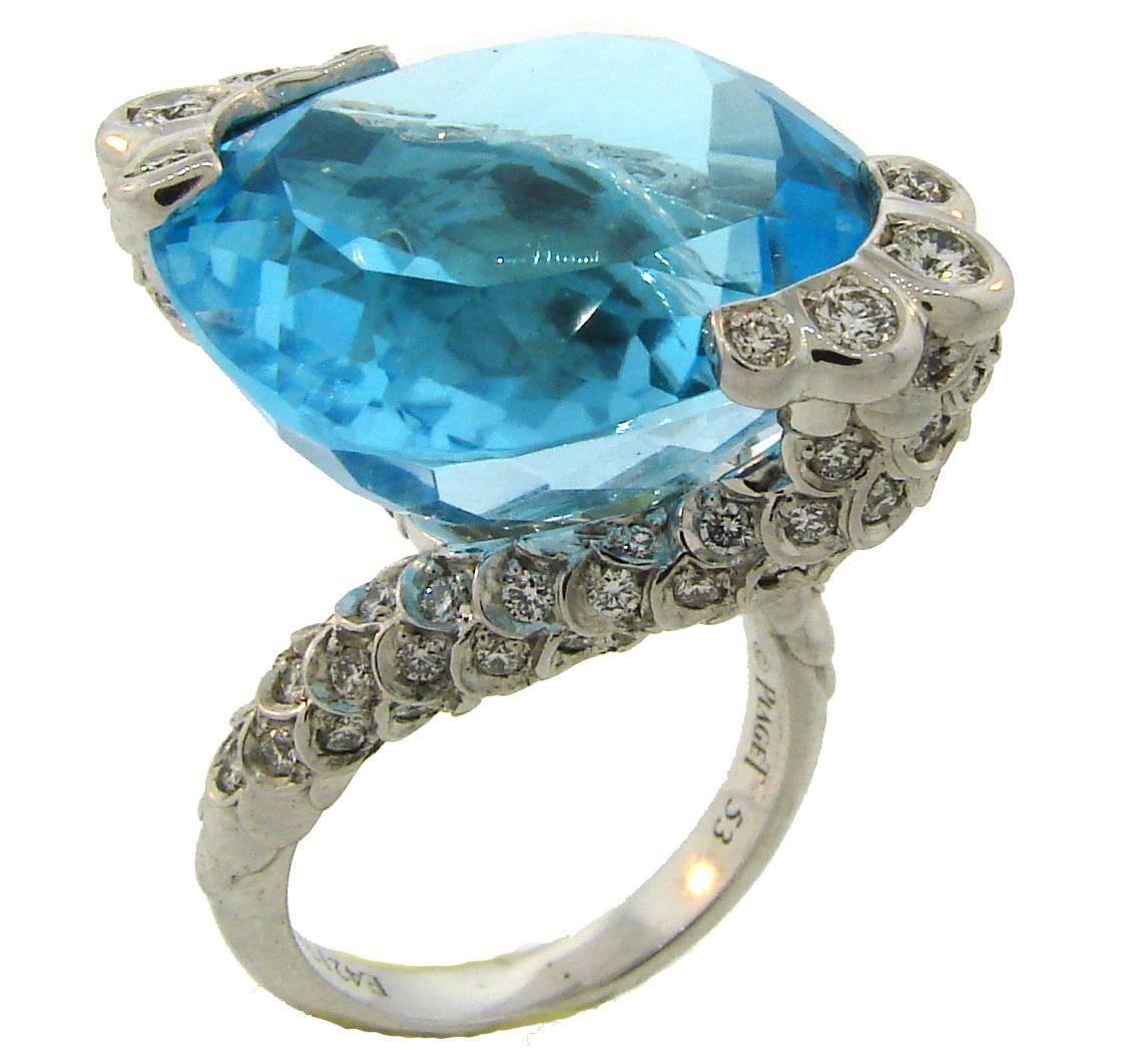 Piaget Blue Topaz Diamond White Gold Ring