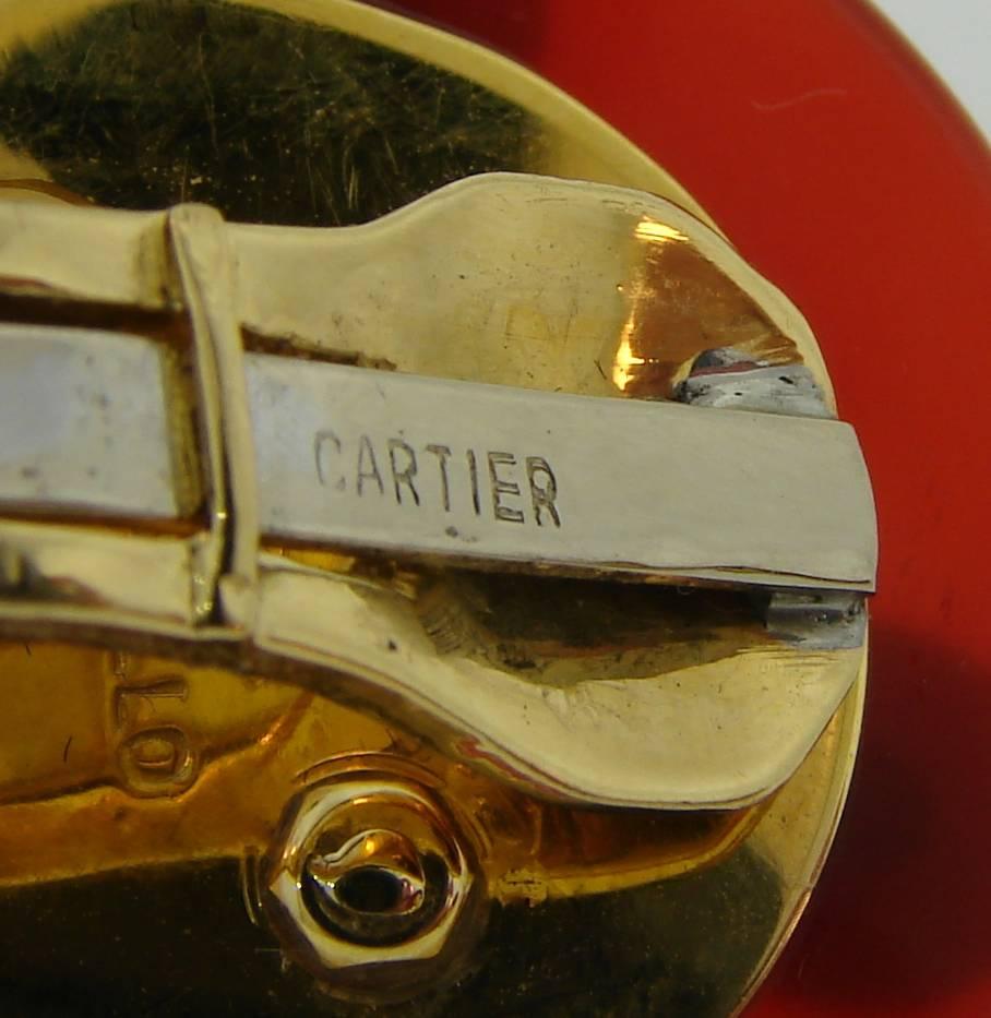 Cartier Aldo Cipullo Carnelian Chrysophrase Yellow Gold Earrings 3