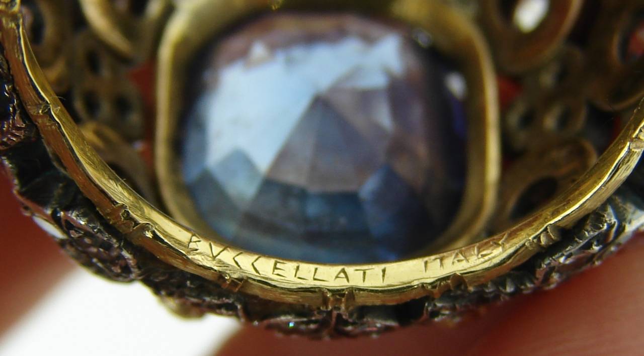 1960s Buccellati Sapphire Diamond Gold Cocktail Ring 2