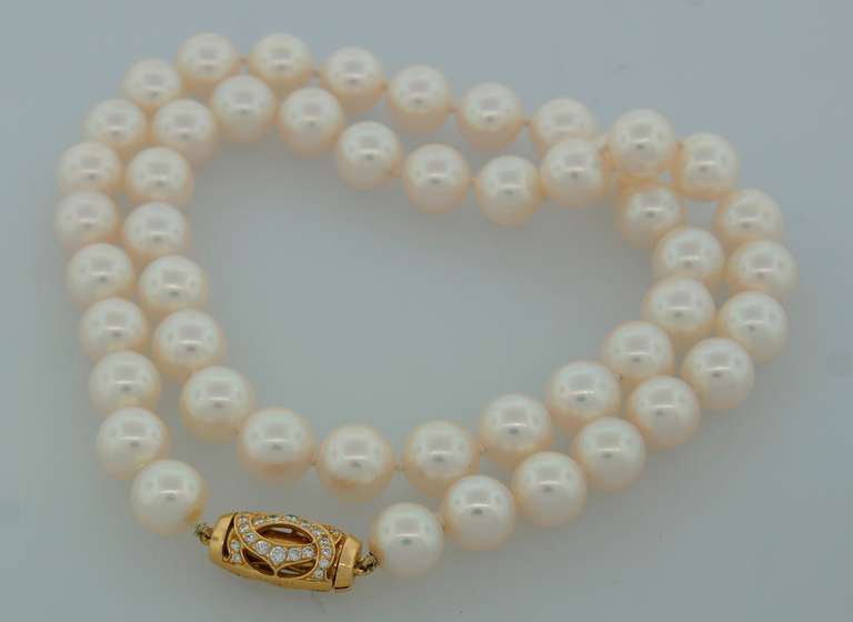 Cartier Akoya Pearl Diamond & Yellow Gold Strand Necklace 1