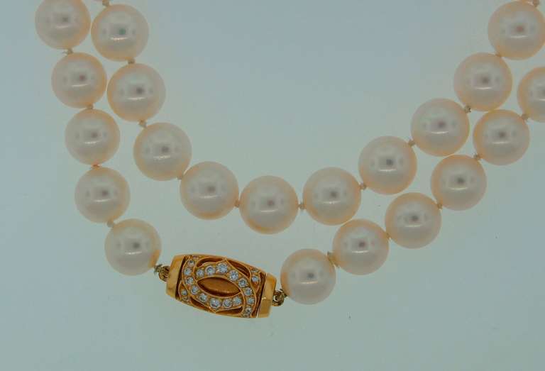 Cartier Akoya Pearl Diamond & Yellow Gold Strand Necklace 3