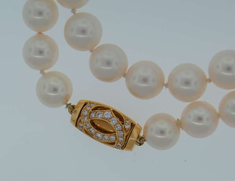 Cartier Akoya Pearl Diamond & Yellow Gold Strand Necklace 2