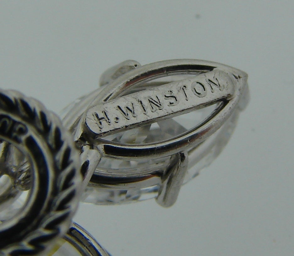 Harry Winston Diamond Platinum Cluster Earrings 2