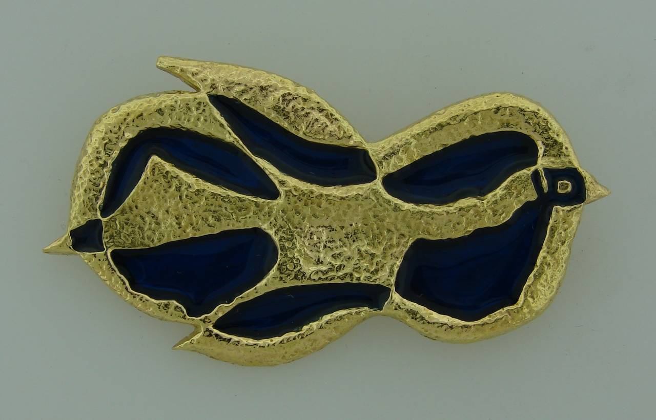 Georges Braque Enamel Gold Antiboree Pin Brooch
