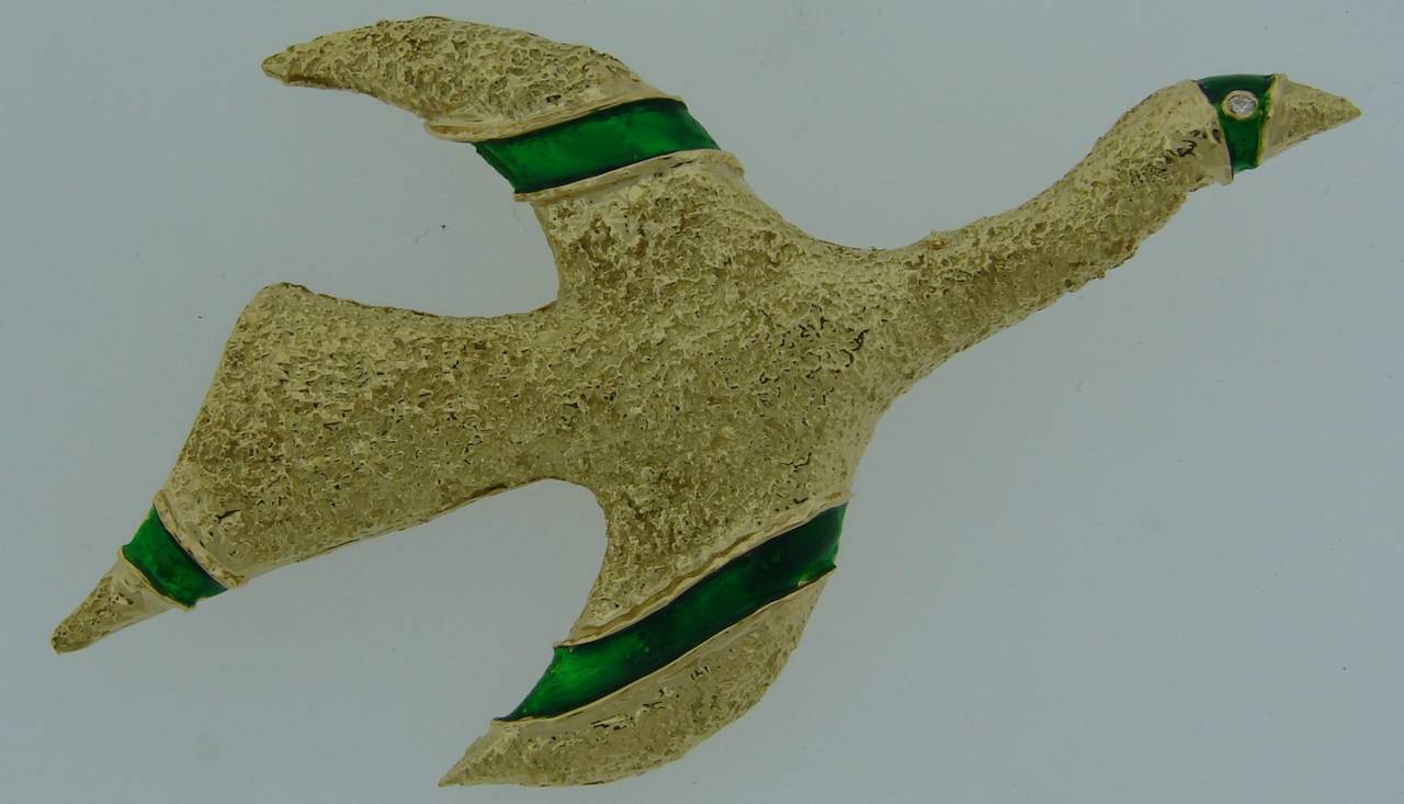 Georges Braque Enamel Diamond Gold Tithonos Pin Brooch