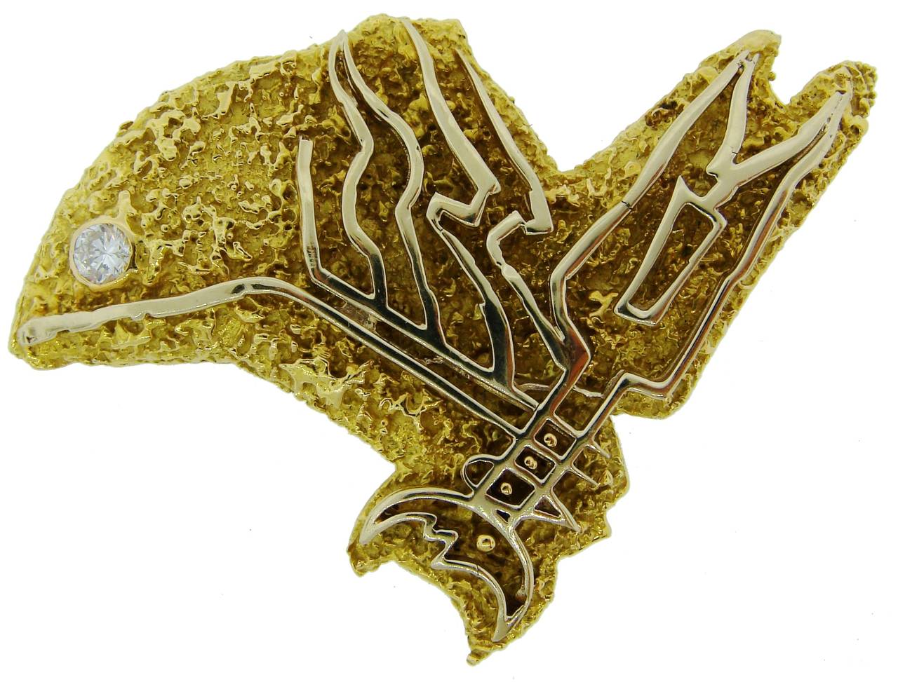 Georges Braque Diamond Gold Pyroeis Pin Brooch at 1stDibs