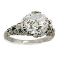 3.02 Carat GIA Cert Cushion Cut Diamond Platinum Engagement Ring circa 1920s 1