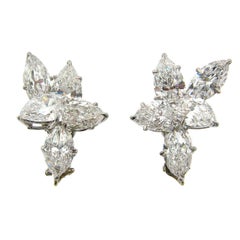 Harry Winston Diamond Platinum Cluster Earrings