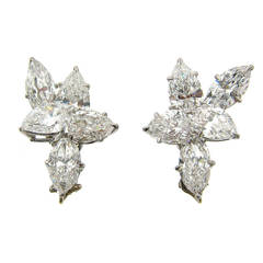 Harry Winston Diamond Platinum Cluster Earrings 8