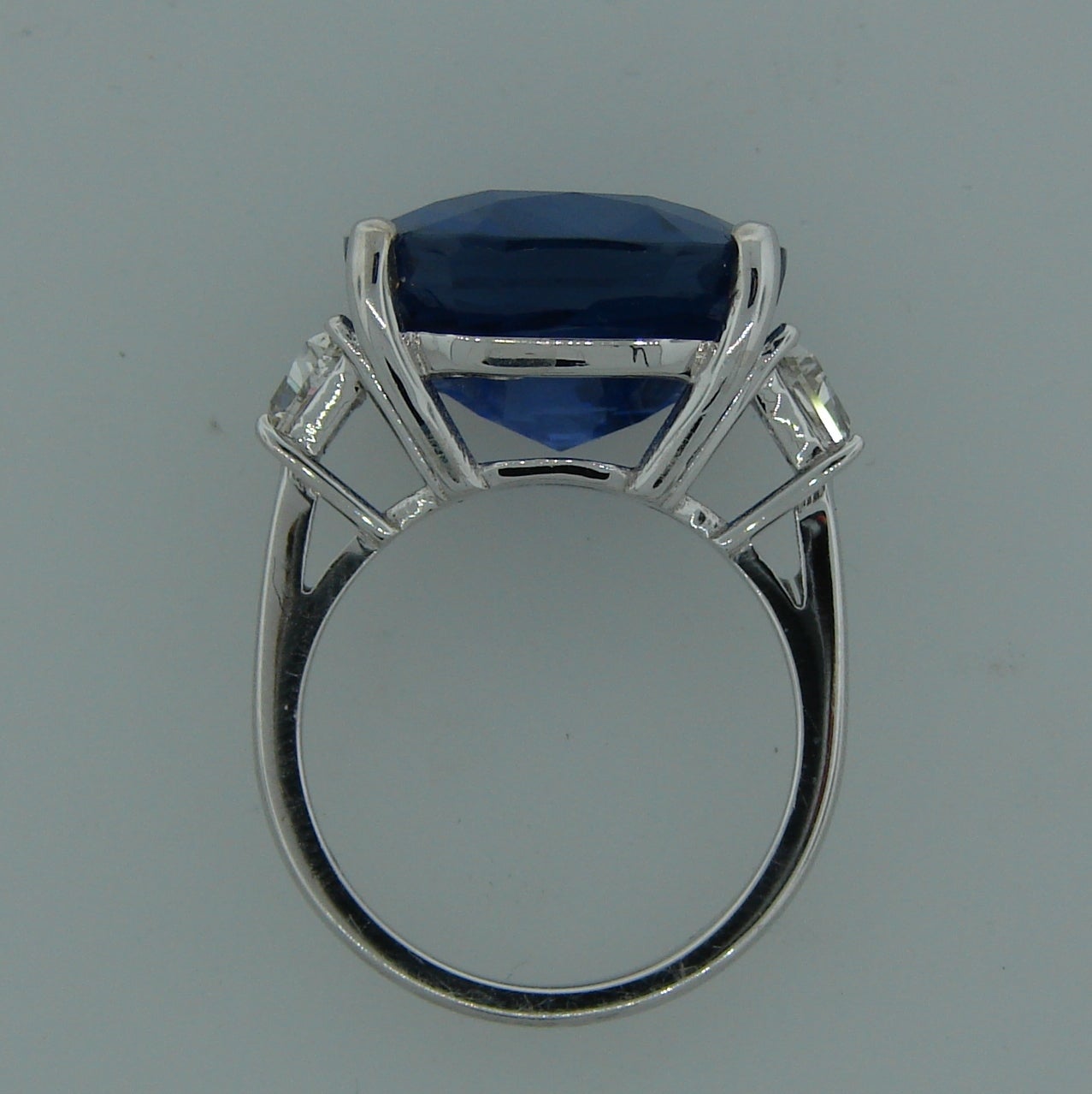 Cushion Cut 19.02 Carat Ceylon Natural No Heat Certified Sapphire Diamond  Ring