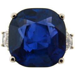 19.02 Carat Ceylon Natural No Heat Certified Sapphire Diamond  Ring
