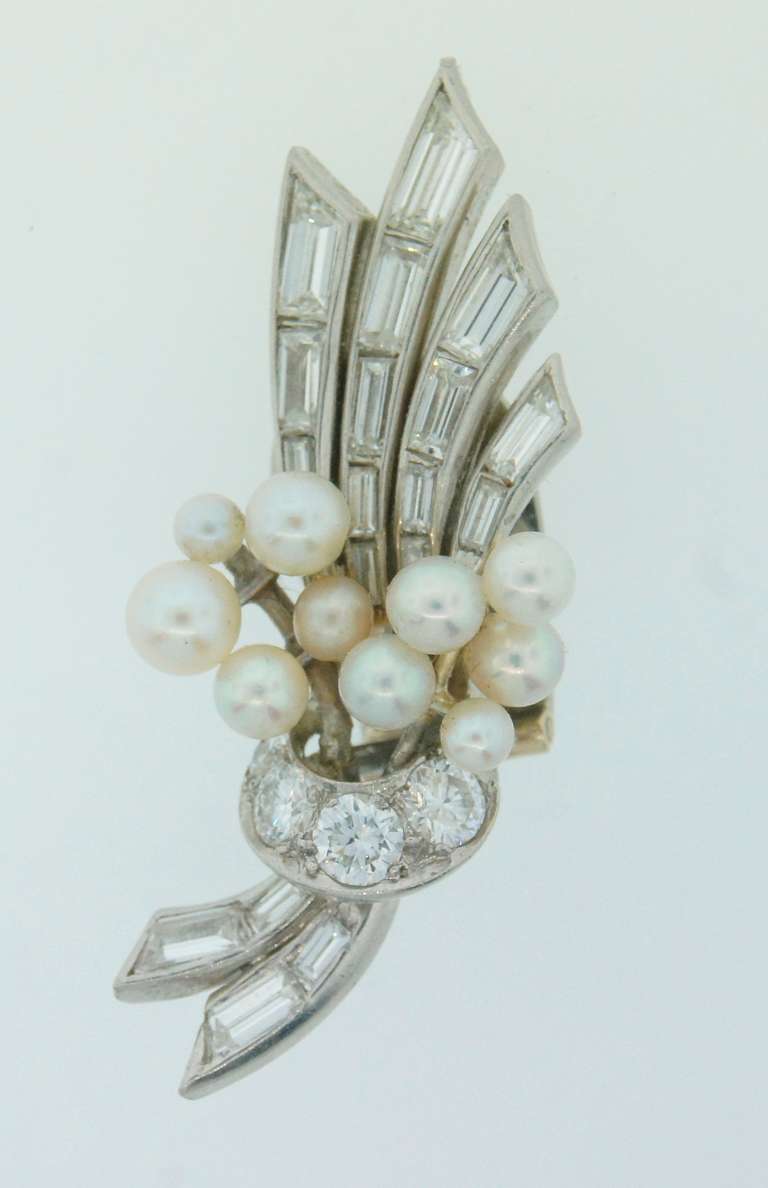 c.1930s VAN CLEEF & ARPELS Diamond Pearl & Platinum Earrings 1