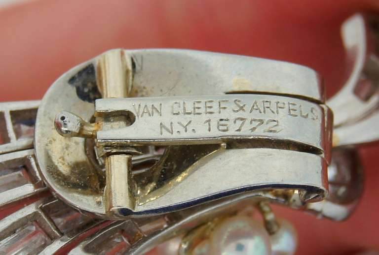 c.1930s VAN CLEEF & ARPELS Diamond Pearl & Platinum Earrings 3